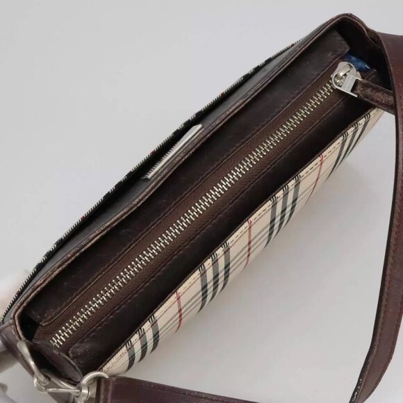 BURBERRY Nova Check Shoulder Bag Canvas Beige Authentic - Picture 8 of 16